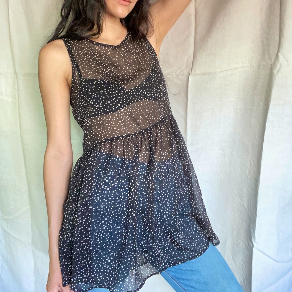 Sheer Polka Dot Babydoll Top | Women’s